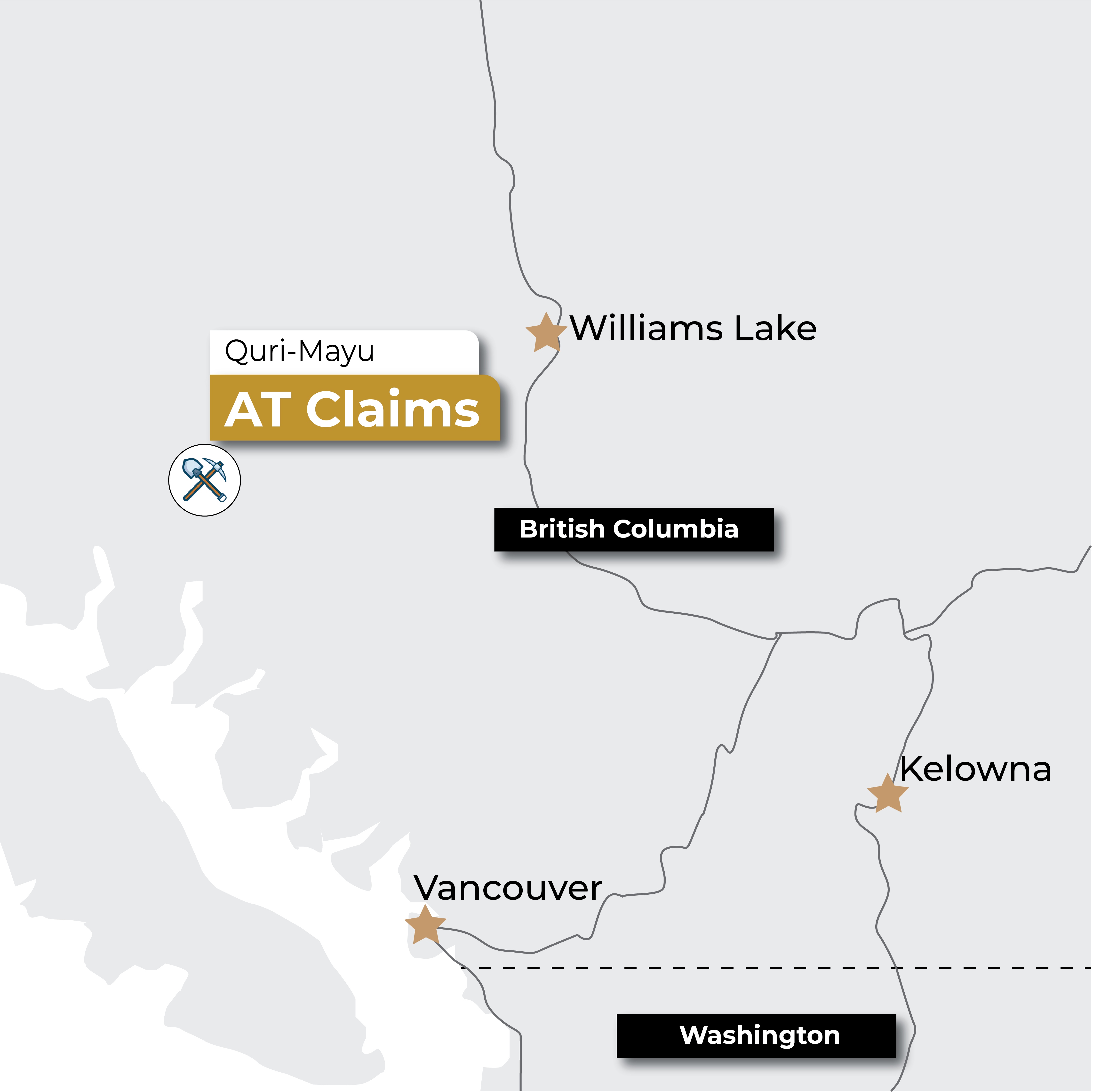 Map of the AT Claims in South Central British Columbia